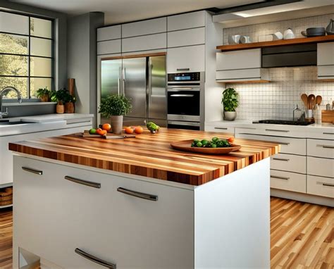 white cabinets butcher block countertops